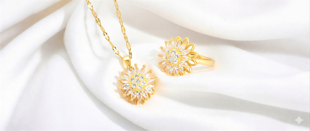 Colección Girasol Giratorio - Collar Girasol + Anillo Girasol - ENVIO GRATIS
